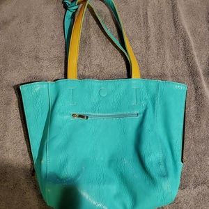 Reversible leather tote.
